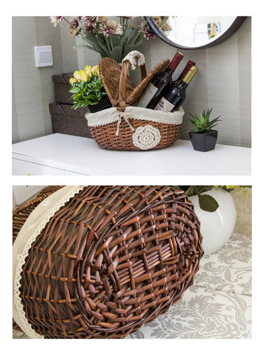 Cesta De Picnic Hecha A Mano De Mimbre For Acampar