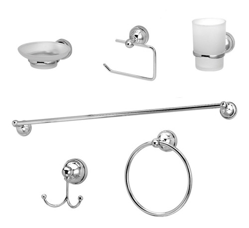 Imagen 1 de 8 de Set Accesorios Baño Peirano Linea 8000 - 6 Piezas Kit