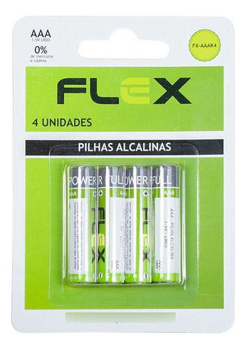 Pilha Palito Aaa Alcalina Com 4 Flex Xxc Fx-aaak4 45.06.014