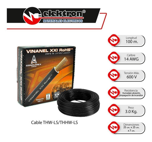 Imagen 3 de 5 de Caja 100 Mts Cable Blanco Thw Cal 14 Aw Condumex Vinanel Xxi