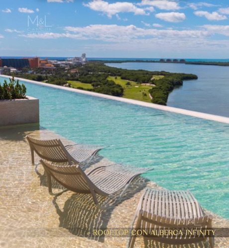 Departamento En Venta Cancún. Bvg Grand Island De 1 Recámara Vista Al Mar Y Laguna. Zona Hotelera