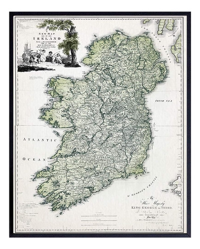 Mapa Vintage De Irlanda - Decoración Irlandesa Del Hogar - R