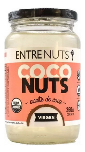 Aceite Coco Virgen Entrenuts S/tacc Organic Frasco 360gr X1