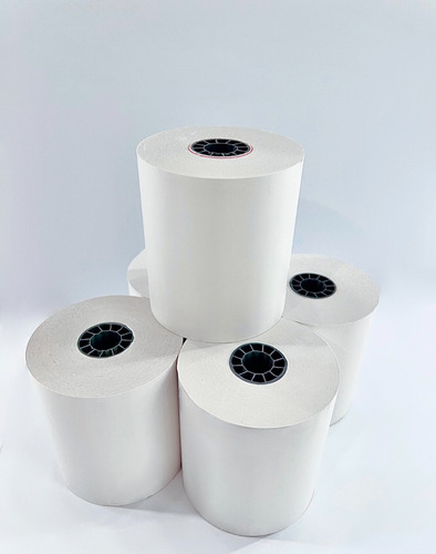 20 Rollos Papel Térmico 80x70 Impresora 80mm Negro Con Iva Color Blanco