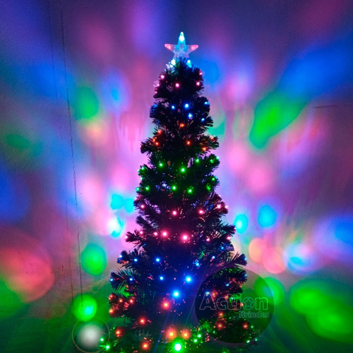 Imagem 2 de 5 de Árvore De Natal Fibra Ótica Efeito Cachoeira 1,50cm - Bivolt
