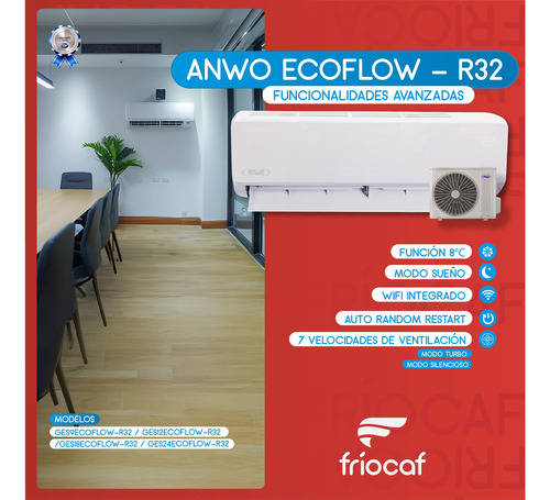Aire Acondicionado Split Muro 9.000 Btu Inverter R32 Ecoflow