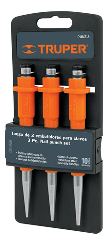 Juego De Embutidores De Clavos 3 Piezas Truper