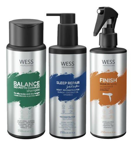 Kit Wess Balance Shampoo 250ml + Sleep 250ml + Finish 250ml