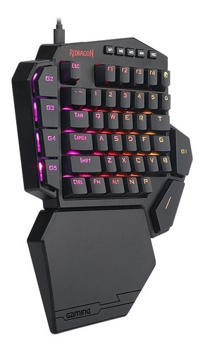 Imagen 2 de 6 de Teclado De Una Mano Gamer Redragon Diti K585rgb Color Negro
