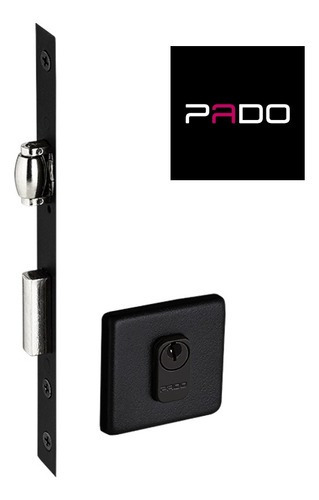 Fechadura Rolete Porta Pivotante Pado Preta 55mm 471 Quadrad Cor Preto fosco