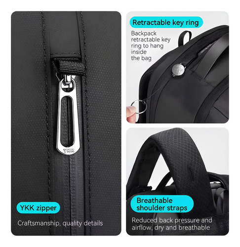 Mochila Bolsa Premium Grande 39l Notebook 15,6 Com Usb Preto Fosco Mark Ryden Mr3950