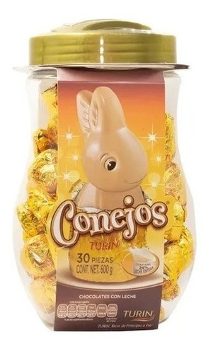 Conejo De Chocolate Turin Vitrolero Con 30 Pzas