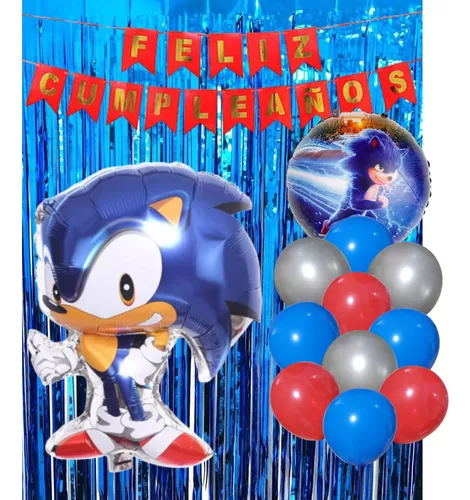 Combo Cumpleaños Globos Sonic Tematica Decoracion Fiesta