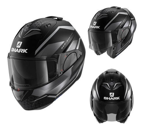 Casco Moto Abatible Shark Discovery Evo Es Yari Negro Mate