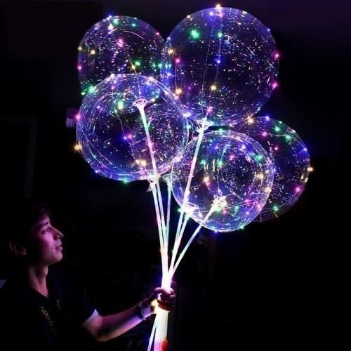 Globos Luminoso Led Cotillón Burbuja Cristal X10