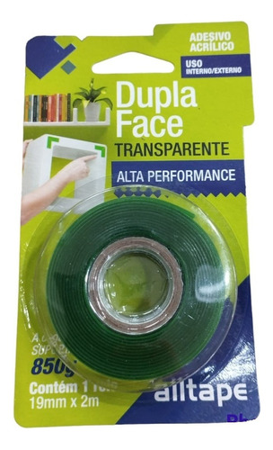  Alltape fita dupla face acrílica 19mm x 2m cor transparente