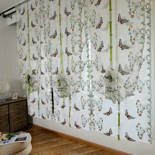 Cortina Bordada Transparente Sin Forro Para Habitación O Dor