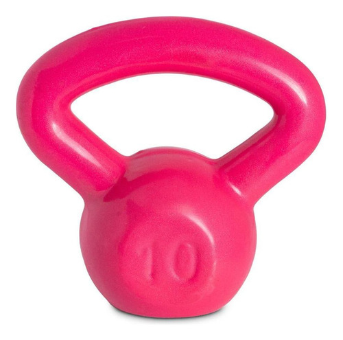 Kettlebell Emborrachado 10kg Peso Musculação Fitness Rosa