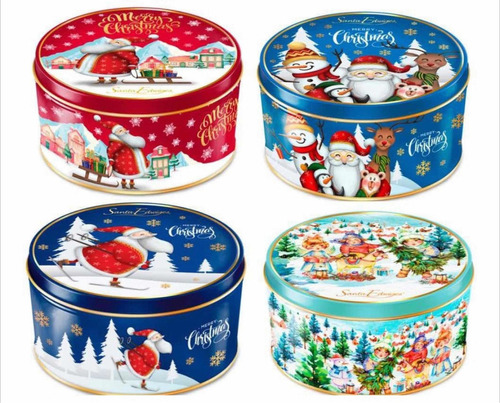 Kit 20 Latas Biscoitos Cookies Santa Edwiges Natal 150g