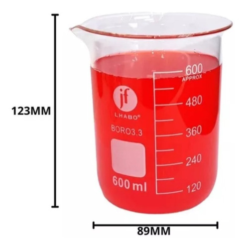 Vaso Precipitado De Vidrio 600 Ml Paq C/8 Jf Lhabo