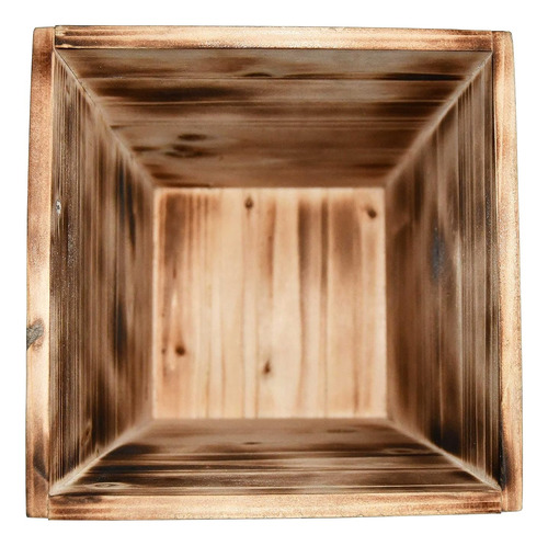 Bote De Basura Decorativo Rústico De Madera Quemada, Elegant