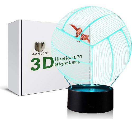 Azalco 3d Illusion Volleyball Night Light Lamp Con 16 Color 