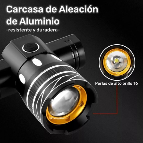 . Lámpara Led Recargable 6000 Lm Impermeable For Bicicleta