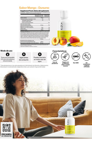 Immunotec - K-21 + 473.2 Ml - Adaptogeno Natural Mango-durazno