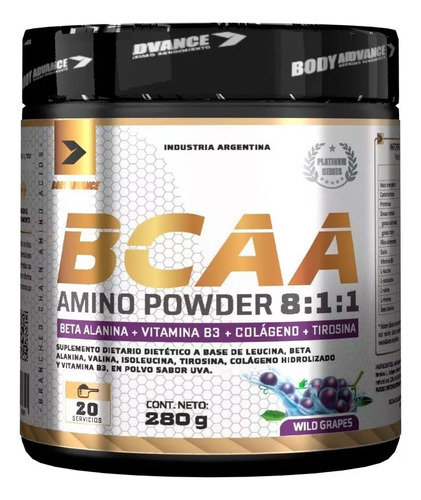 Bcaa Amino Powder 8:1:1 Body Advance Vitamina B3 280 Gr