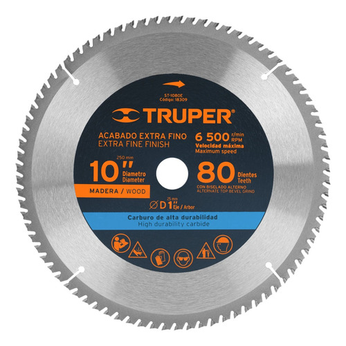 Disco Sierra Madera Alum 10' X 80 Dientes Centro 1' Truper