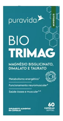 Kit 2x Bio Trimag Tripla Sinergia - 60 Softgels - Puravida Sabor Sem Sabor