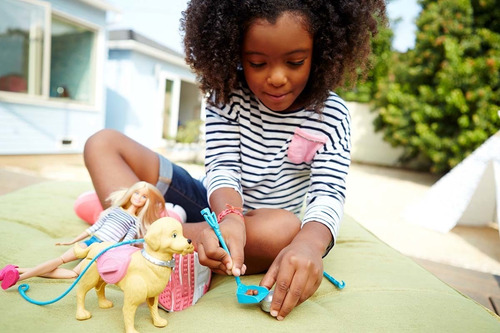 Barbie Paseo Perrito Muñeca Para Niñas