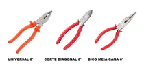 Comprar Kit Jogo Alicates Universal 8 Bico Meia Cana 6 Corte Diag 6