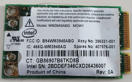 Placa De Red Wifi Notebook Sony Dell Hp Wm3945abg Original (Usado)