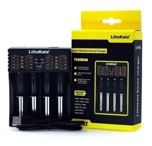 Cargador Litokala para 4 baterías 18650 Lii-402