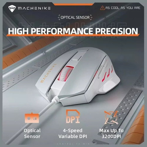 Mouse Gamer Inalámbrico Óptico Machenike M3 4800 Dpi Blanco Rgb Cable
