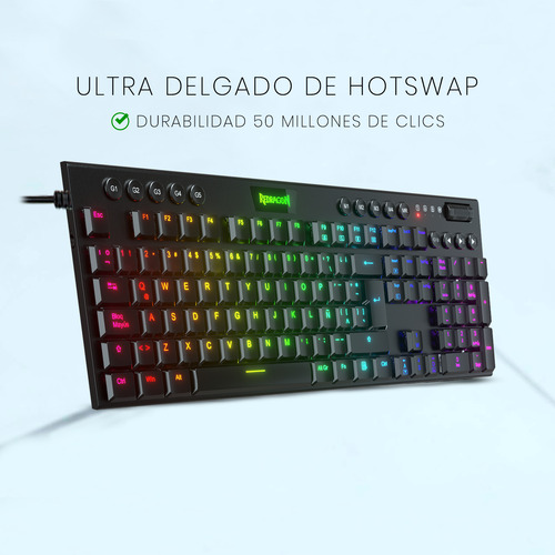 Teclado Gamer Redragon K619 Horus Cableado Usb Switch Rojo Color del teclado Negro Idioma Español Latinoamérica