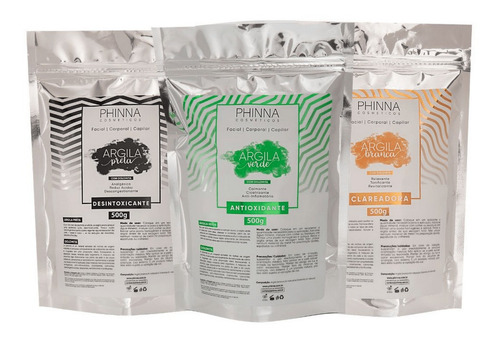 Kit Argila Branca + Argila Preta + Argila Verde Com Dolomita