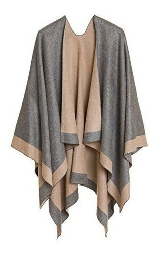 Cardigan Poncho Cape Women Elegant Gray Cardigan Chal Abrigo