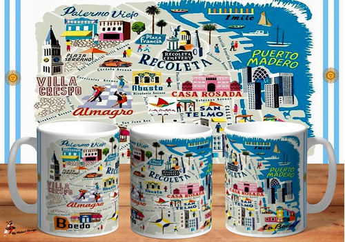 Taza Souvenir Argentina Mapa Turismo De Buenos Aires Hd Art