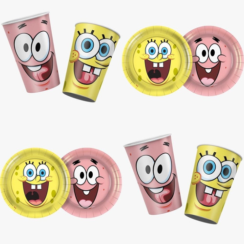 Copos E Pratos Festa Bob Esponja - Embalagens Promocionais