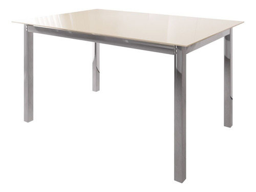 Mesa De Jantar 120x80cm Tampo Vidro Dubai Wt