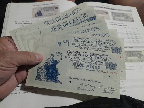 Lote 8 De Billetes 10 Pesos Moneda Nacional  Botero 1885 