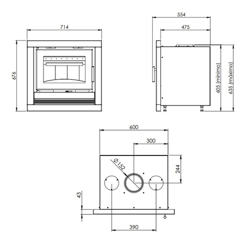 Calefactor Ecológico Doble Combustión Inserto 700ins 96m2