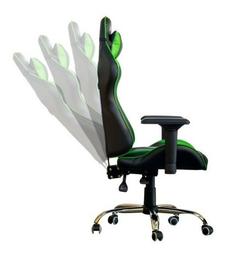 Imagen 2 de 4 de Silla Gamer Aiwa Placata Sic-1001 Negra Verde Y Blanca