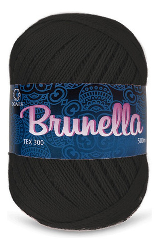 Hilo 100% Algodon Natural Brunella X 6 Ovillos Color Negro 0000N