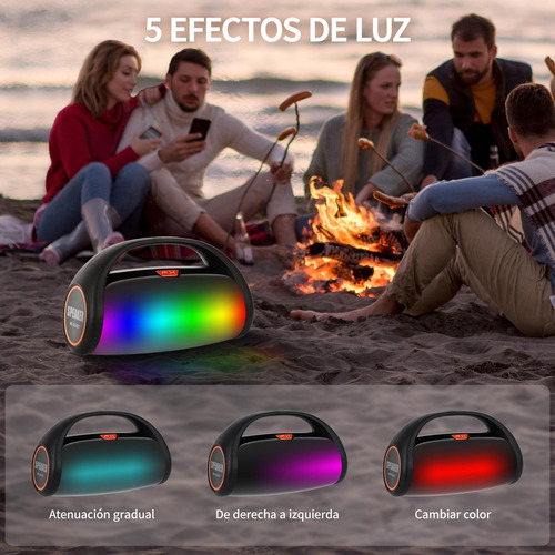 Bocina Bluetooth Portátil Inalámbrica Led Para Fiesta Negro