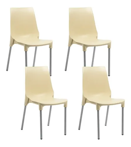 Silla Lola Apilable Diseño Aluminizada Cocina Bar Pack X 4