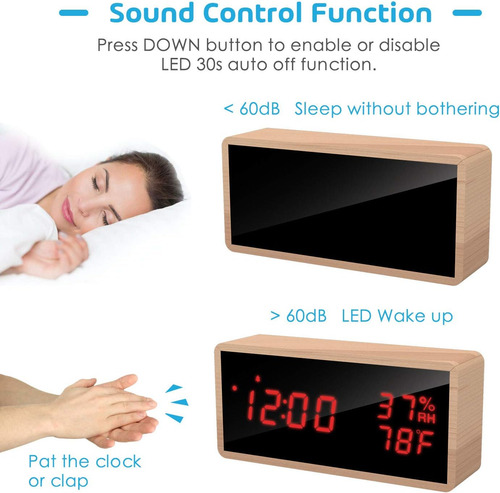 Meross - Despertador Digital Para Dormitorios, Reloj De Escr