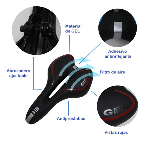 Asiento Para Bicicleta Cómodo Cojín Suave Con Antireflejante